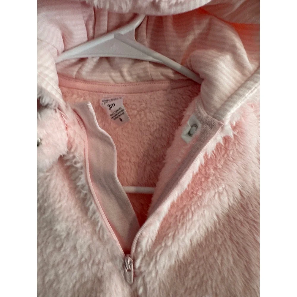 Carter's Just One You Fleece Pram Suit Baby Girl‎ 3M Pink Hooded Bear Ears NWT